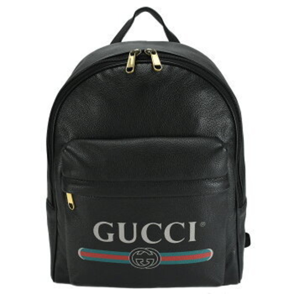 Gucci Backpack Rucksack Backpack Leather Black Daypack S